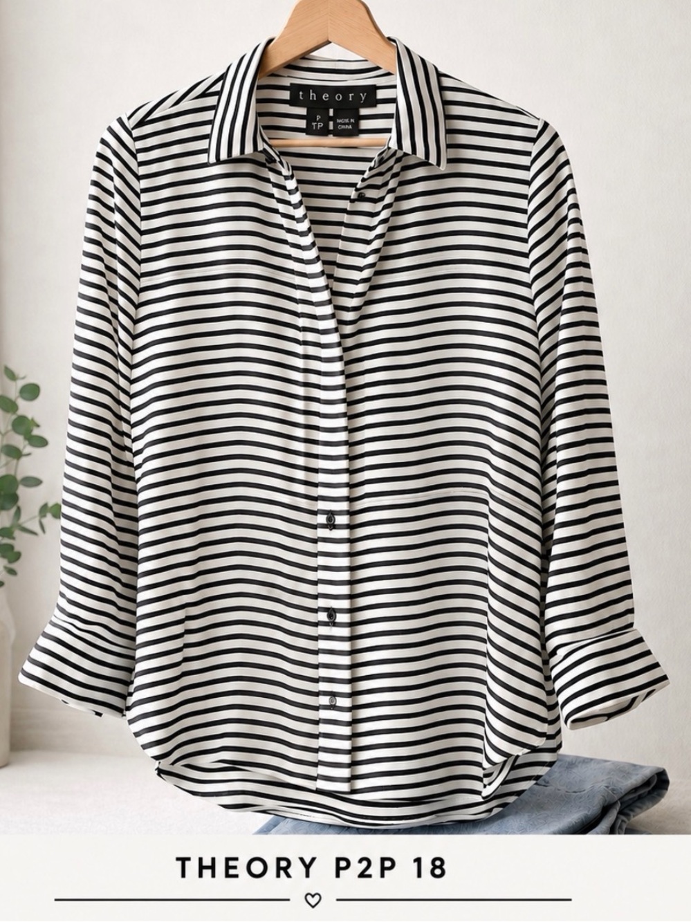 Theory 100% Silk Striped Blouse – Classic Chic